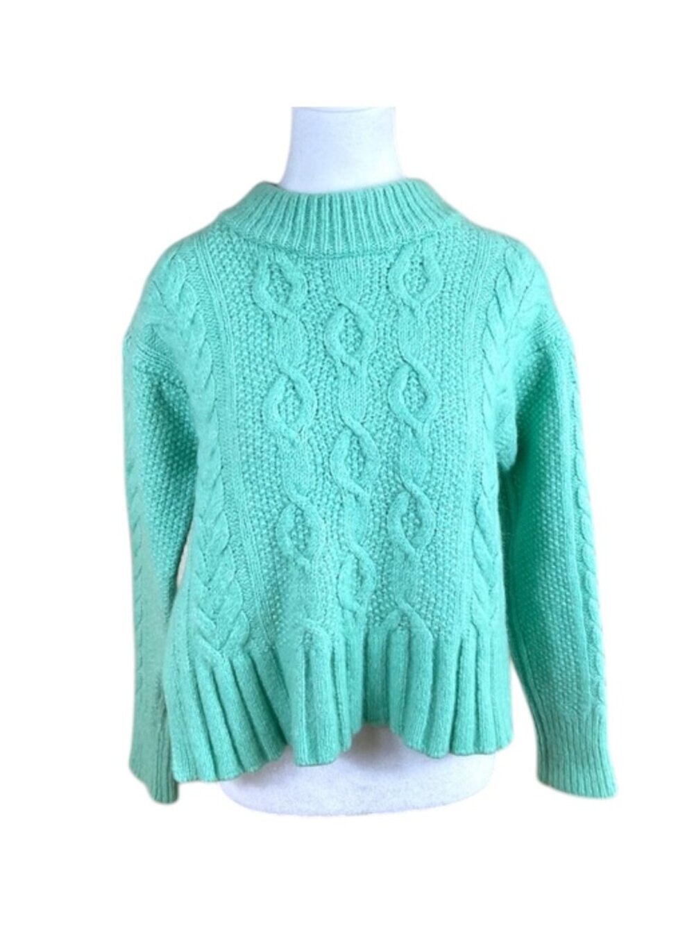 Everlane Sweater Chunky Cable Knit Aqua Merino Wool Alpaca (M)
